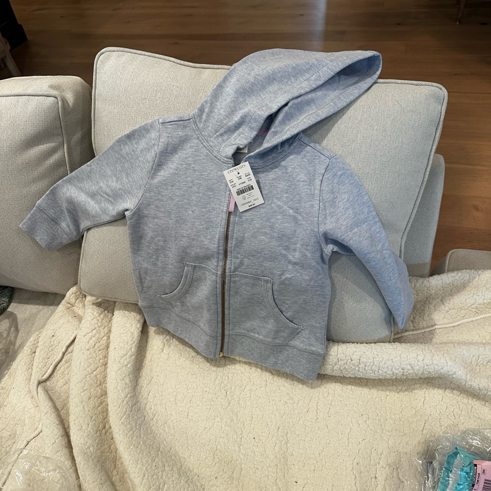 Crewcuts Heather Gray Zip-Up Hoodie XXS